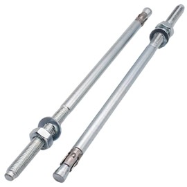 SKIR'CO (Pack of 4) Galvanised Wedge Anchors M10 x 250 mm Metal Dowel Anchor Bolts Masonry Anchor Concrete Anchors