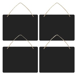 4 Pack Hanging Chalkboard Signs, 9.84x8 inch Double Sided Acrylic Black Chalkboards with Jute Rope for Home, Party, Store, Office, Garden (4pcs)