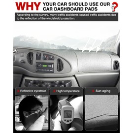 Autorder Dashboard Cover Mat for Ford E150 E250 E350 1997-2008/E450 2003-2008 Econoline Accessories Dash Cover Flannel Dash Mat Sunshade Glare UV Rays Protector