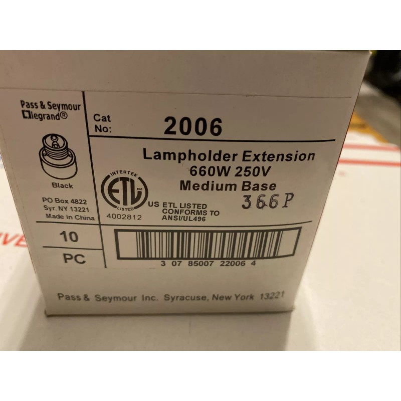 Legrand Black Phenolic Light Socket Lamp Holder Extension Medium Base