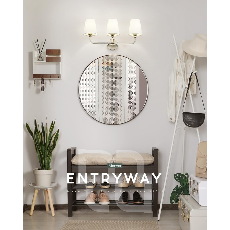 Bathroom Light Fixtures, Brushed Nickel Vanity Lights with Flared White