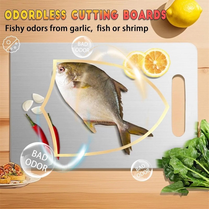 zd-usmarket Titanium Cutting Board 100% Stainless Double-Sided 12x18" in for