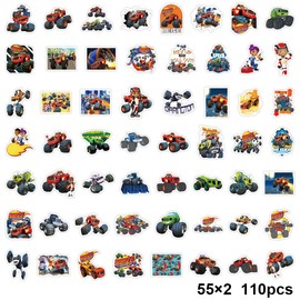 Pack of 110 Monster Truck Stickers, Blaze Stickers, Cartoon Anime Stickers, Waterproof Vinyl Stickers for Laptop, Phone, Water Bottle, Skateboard, Suitcase, Guitar, Car,