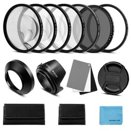 Fotover 58 mm Lens Filter Kit: UV CPL Polarisation Adjustable ND Filter ND2-ND400 Close-up Lens Filter Set +1, +2, +4, +10 Lens Hood Grey Card Compatible DSLR Camera
