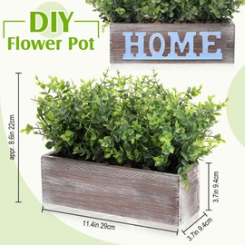 Lyrow 2 Pack Artificial Eucalyptus Plant in Rustic Rectangular Wooden Planter Box Faux Eucalyptus Plants for Home Decor Indoor Faux Potted Herb Plant Greenery Arrangement Centerpiece for Gifts Wedding