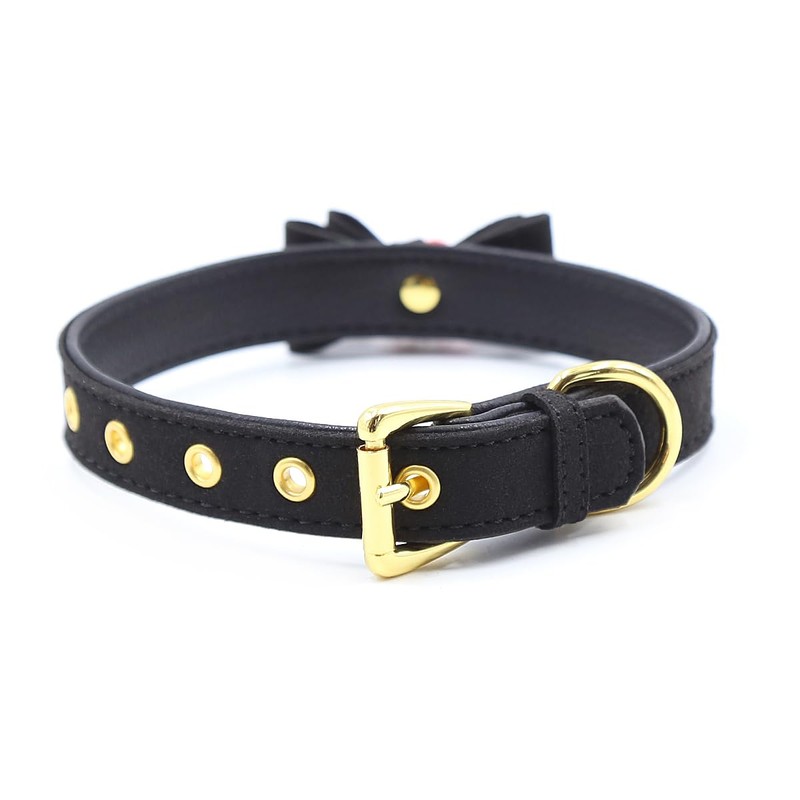 Women and Men Punk Style Leather Choker Collar with Bow