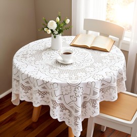ECNHIVE 35'' Square Lace Tablecloth, White Lace-Tablecloth & Small Table Cloth Lace Vintage for Round Coffee Table, White Lace Fabric Embroidered Tablecloth for Wedding Rectangle Tables (35X35'')