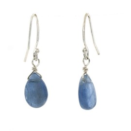 Sterling Silver Fishhook Earrings made with Genuine 6x10mm Miniature Kyanite Teardrops for Women, Men and Friends, These Dainty Earrings are Great for Everyday Wear or as a Gift for Someone Special