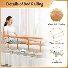 Mybow Bed Rails for Elderly, Adults Guard Railing, Bed Side Rail, Medical Safety Assist Bar for Seniors, Bedside Handle Cane for Hospital, Collapsible Metal Bedrail, Fall Protector Home Care Devices