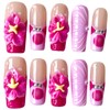 Handmade Press On Nails, Medium Long Square, 3D Floral Design,