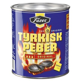 Fazer Tyrkisk Peber - Original - Finnish - Salty Licorice - Salmiakki - Salmiak - Salmiac - Caramel - Hard - Boiled - Pepper - Candies - Sweets - Tin 375g