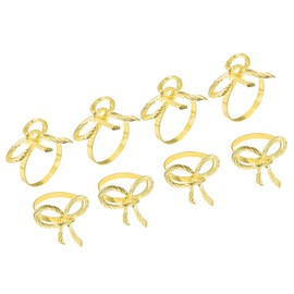 uxcell Metal Napkin Rings Set of 8, Bow-Knot Napkin Ring Holder Buckle for Dining Table Decorations Wedding Birthday Holiday Party, Gold Tone