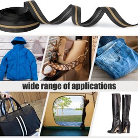 Sonekin Zip, 9 m Continuous Zip with Zip, 25 Pieces Zip Sliders, 30 Pieces Metal Accessories for Sewing Handbags, Suitable for Sewing and Crafts (Bronze)