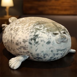 Plush Toy Seal Soft Toy, Cute Cuddly Toy Seal, for Playing and Cuddling, Soft Cuddly Toy for Girls, Boys, Babies (30 cm, Grey)
