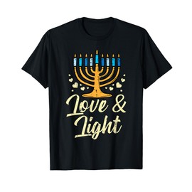 Love And Light Menorah Jewish Hanukkah Pajamas Chanukah PJs T-Shirt