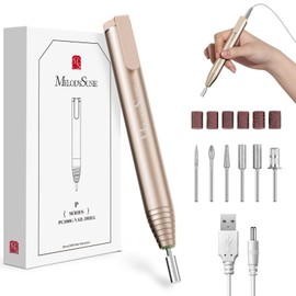 MelodySusie PocketNail Nail Drill, PC100G Corded Pen-Shaped Portable Electric Nail File for Acrylic Gel Polishing, Professional Efile Machine for Manicure Pedicure, Home & Salon, Gold