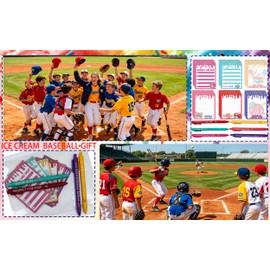 Ice Cream Drip Baseball Sticky Notes and Pens 24Set Baseball Party Favors