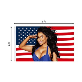 Nicki Minaj Flag Nic-ki Min-aj American Flag Vivid Colors Double Stitched and 2 Brass Grommets 2x3 FT Banner