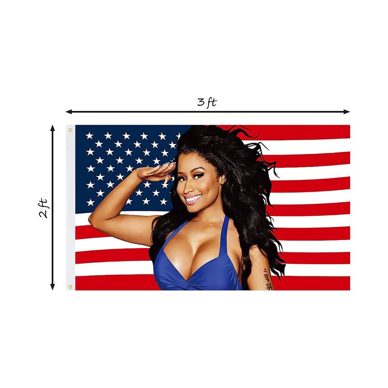 Nicki Minaj Flag Nic-ki Min-aj American Flag Vivid Colors Double