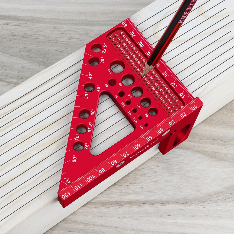 Metric Versatile Carpenter Square Scribing Ruler, 3D Multi-Angle Measuring Tool