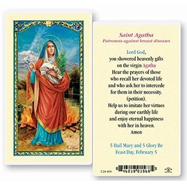 WJ Hirten E24-400 Prayer to Saint Agatha, Clear Holy Cards