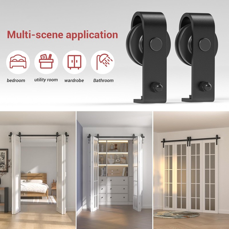 CCJH 7FT/84'' Bi-Folding Barn Door Hardware Sliding Track kit Heavy