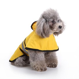 Dog Raincoat Adjustable Pet Water Proof Clothes Lightweight Rain Jacket Poncho Hoodies with Strip Reflective (M, Yellow)