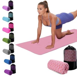 DZOZO Yoga Mat Towel Non Slip Hot Yoga Blanket Super Soft Sweat Absorbent Microfiber Mat Cloth with Mesh Bag