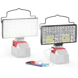 2PCS Cordless LED Work Light for Milwaukee 18V Battery, 90W 9000LM Battery Light for Milwaukee 18V Tools, Portable Flood Light Flashlight with USB & Type-C Charging Port, Low Voltage Protection
