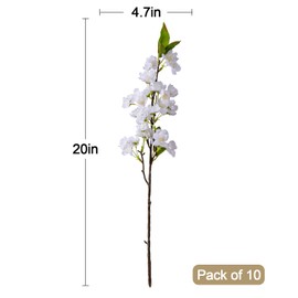 Bailikang 10PCS Fake Cherry Blossom Flowers Flower Decor Peach Flowers Cherry Blossom Branches Silk Flowers Fake Flowers