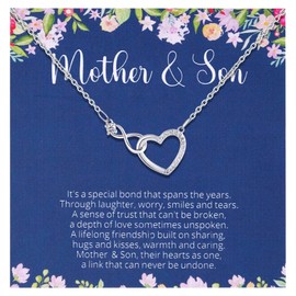 Aesnefe Mother and Son Necklace, Mom Gift from Sons, Infinity Love Heart Necklace for Mother from Sons, Son to Mom Birthday Christmas Mother's Day Jewelry Gifts