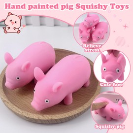 6 Pack Pink Pig Squishy Toys，Large Cute Ultra Soft Kitty Squeeze Fidget Toys for Stress Relief ,Kawaii Squishies Sticky Animal Toys for Adults Kids,Decompression Sensory Balls Toys for Autism