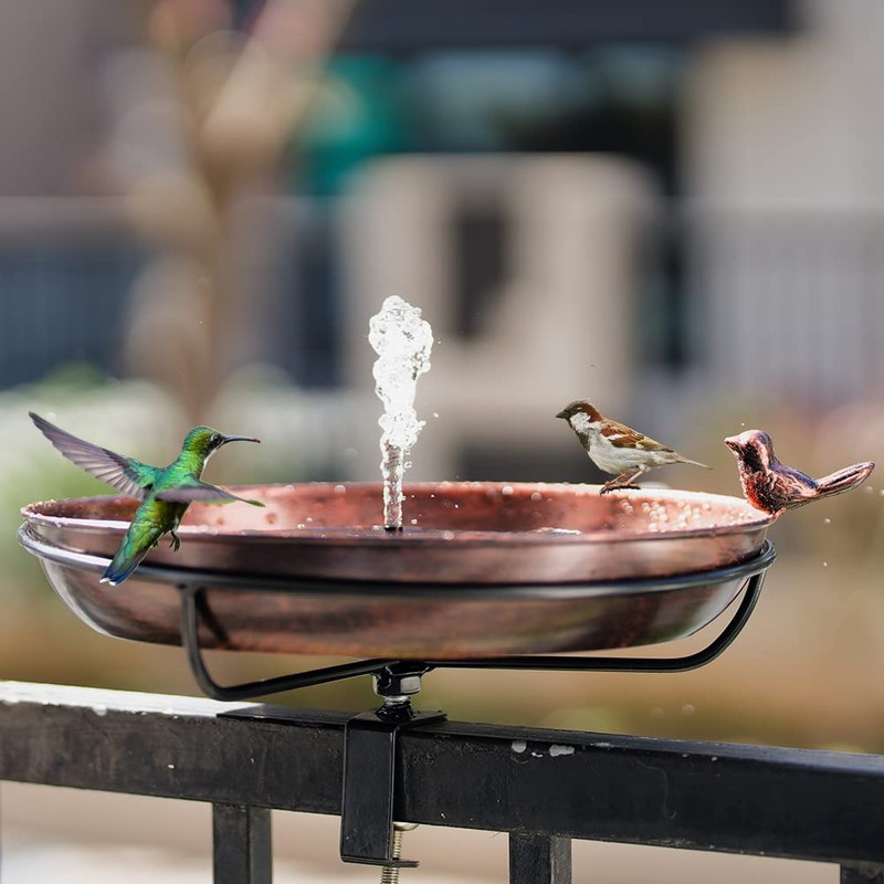 DREAMSOUL Deck Mounted Bird Bath with Adjustable Sturdy Metal Clamp,