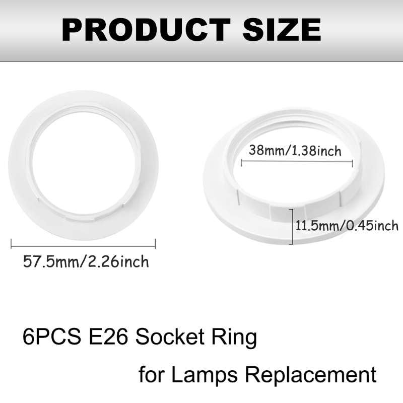 Lamp Shade Adapter Ring, White Light Socket Ring, Retaining Rings