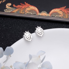 DAOSHANG 925 Sterling Silver Lion King Earrings Animals Silhouette Lion Stud Earring For Women Fun Novelty Decoration Hypoallergenic Jewelry Birthday Valentine's Day