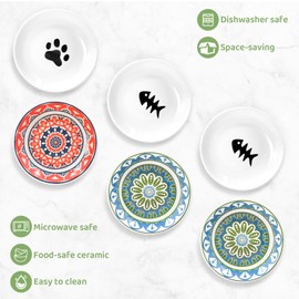 Avmvnvc Katzennapf Erhöht, Futternapf Katze Keramik, Rutschfester Katzennäpfe mit Metallhalter und Napfunterlage Silikon, Katzen Napfset, Fressnapf und Wassernapf für Katzen und Kleine Hunde