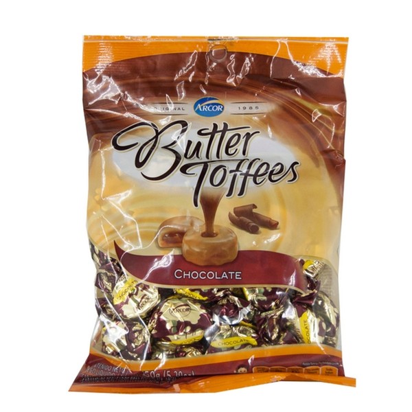 Arcor Butter Toffees Soft Buttery Caramel Candies Filled with Chocolate