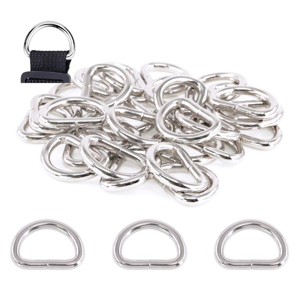 Swpeet 150Pcs 5/8" Multi-Purpose Metal D Ring Semi-Circular D Ring for Hardware Bags Ring Hand DIY Accessories (5/8"-15mm)