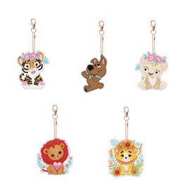 zalati Keychain Making Set 5pcs Cute 5D Diamond Painting Pattern Key Rings for DIY Crafts Gifts Decoration