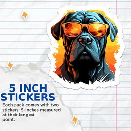 (2 Pack) Cane Corso Dog Stickers - Cane Corso with Sunglasses - Choose FromOver 100 Dog Breeds - 5 Inches On Longest Side - Premium Vinyl - Made in USA - BMCS0331