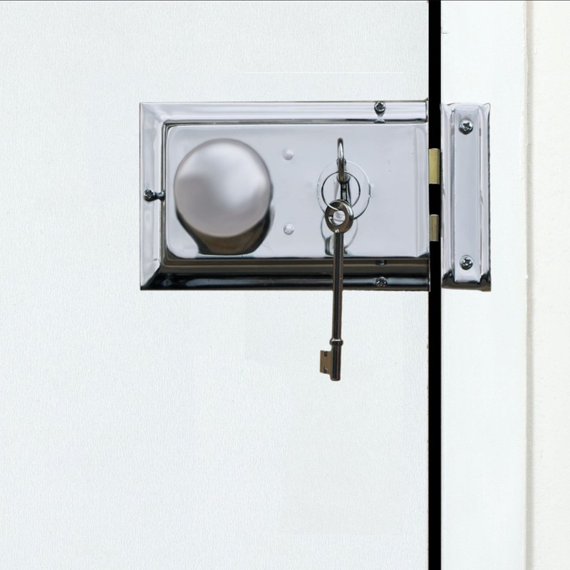 Traditional Rim Sashlock Satin Chrome Surface Mounted Lock 156 x