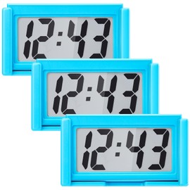 Frienda 3 Pieces Mini Digital Clock Small Digital Clock Stick on Battery Operated Self Adhesive Bracket for Car Dashboard Fridge (Blue)