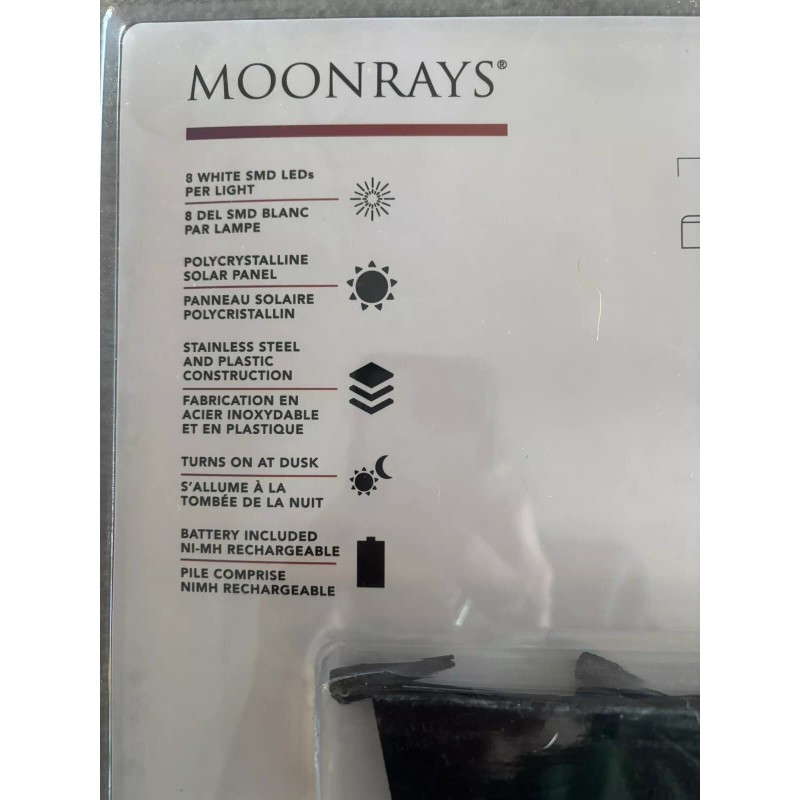 Moonrays 4 Solar Lawn/Deck lights-Solar Powered-2.0-8h