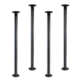 GeilSpace 28" Industrial Pipe Table Legs, Metal Pipes and Flanges for Custom Vintage Tables and Furniture, Rustic DIY Desk Legs, Shelf Support, Set of 4 (1" × 28", Black)
