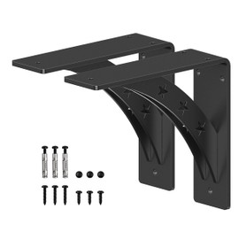 PICESA Heavy Duty Shelf Brackets，max Load 900 LBS,Premium Alloy Metal Mantel Brackets , (Set of 2) Fireplace Mantel Brackets - Countertop Support Brackets (MATTE BLACK, 9 inch x 8 inch)