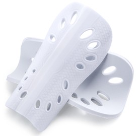 ANCIRS 2pcs Soccer Shin Guards for Kids, Breathable Shin Guard Sleeves for Boy & Girl Football Games, EVA Cushion Calf Protective Gear for Young Boys and Girls- White