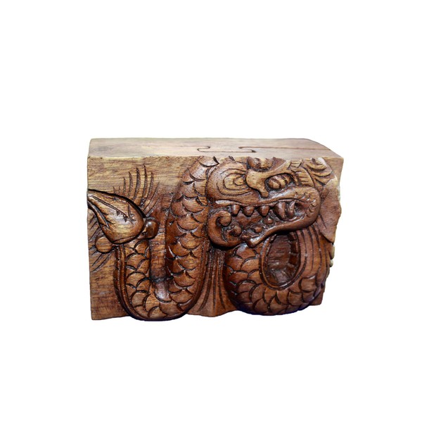 OMA Dragon Box Wooden Dragon Decorative Jewelry Trinket Box with Secret Compartment Hand Carved