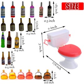 MEMOVAN - Decoración para tartas de inodoro, 1 pieza y botellas de vino en miniatura, 21 piezas, divertido juguete de cambiador para casa de muñecas, decoración de tartas para despedida de soltera o cumpleaños 21 años en adelante