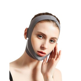 Generic Chin Strap Bandage for Women - Neck and Chin Compression Garment Wrap - Face Slimmer, Jowl Tightening, Chin Lifting (Dark grey, M)