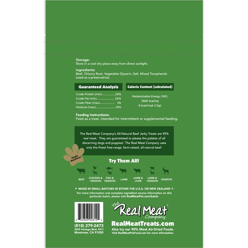 Real Meat Air-Dried Jerky Treats, Free-Range, All-Natural (Beef, 12oz)